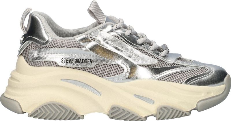Steve Madden - Possession-E - Dames Sneaker - Zilver - Denim - Chunky Zool