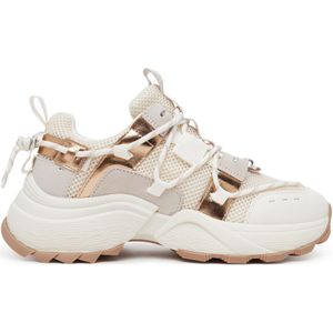 Steve Madden - Tazmania - Sneakers - Zilver/Goud/Cream - Leer/Textiel