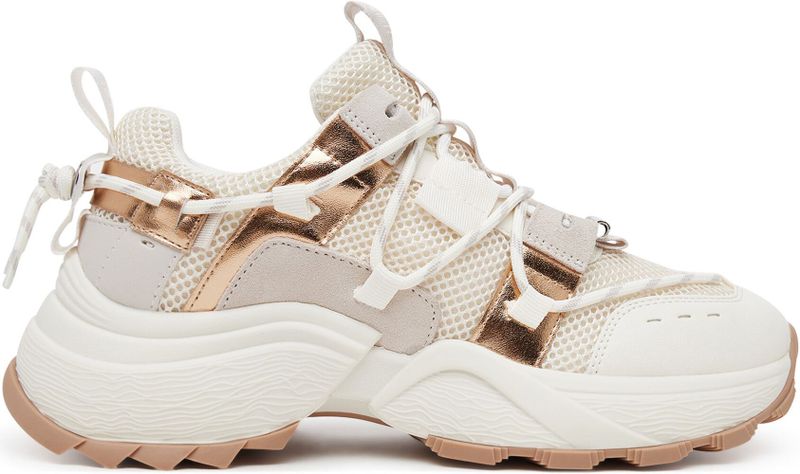 Steve Madden - Tazmania - Sneakers - Zilver/Goud/Cream - Leer/Textiel