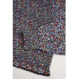 NoBell Meisjes blouse smocked bloemen - Tessa - Grijs navy blauw