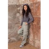 NoBell Meisjes blouse smocked bloemen - Tessa - Grijs navy blauw