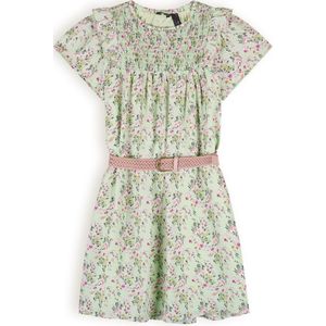 NONO Gebloemde A-lijn Jurk Maan Lichtgroen/Roze