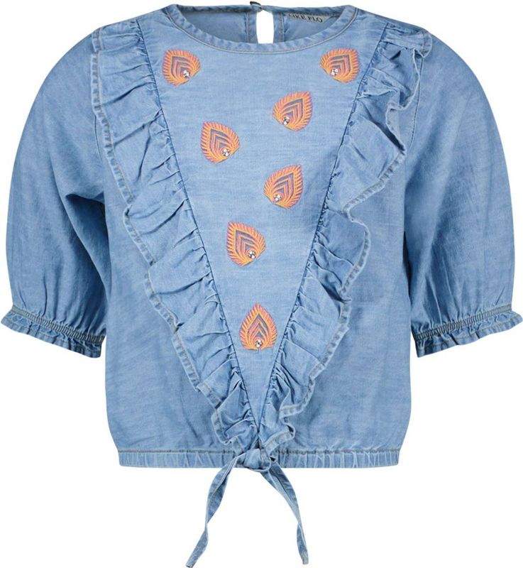 Like Flo meisjes blouse - Bleached denim