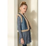 Like Flo - Dewi - Gilet - Blauw - Teddy - Embroidery
