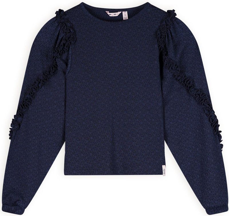 NoNo Meisjes t-shirt jersey fancy mouw - Kysa - Navy blauw