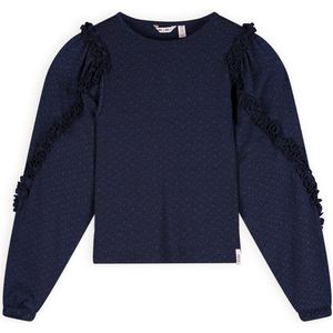 NoNo Meisjes t-shirt jersey fancy mouw - Kysa - Navy blauw