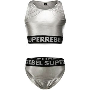 SuperRebel - Carmel - Tanktop - Zilver - Zwart - Lichtgrijs - 85% Gerecycled Polyester - 15% Elastaan