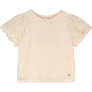 NoNo Zomer blouse meisjes Ivoor wit - geborduurd mesh - pofmouw - korte mouw - Tessy