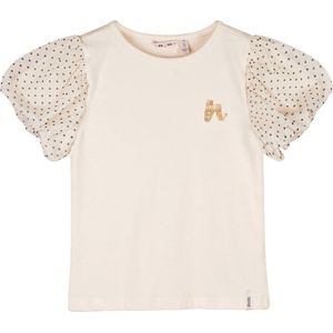 NoNo Zomer t-shirt meisjes Ivoor wit - mesh - ballon mouw - Kaya