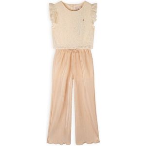 Jumpsuit - Licht Bronze - Plissé Jersey - Geborduurde Kanten Top