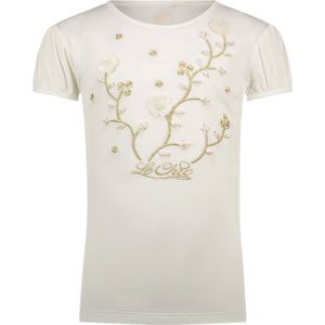 Le Chic Zomer t-shirt meisjes Off wit - parels bloemen - Nommy