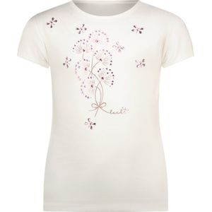 Le Chic - T-shirt - Off White - Katoen - Borduursel en Steentje Lila
