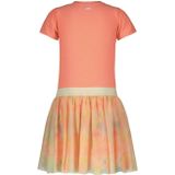 B.Nosy - Midi Jurk - Zalmroze - Polyester - Ronde Hals Korte Mouwen