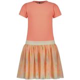 B.Nosy - Midi Jurk - Zalmroze - Polyester - Ronde Hals Korte Mouwen