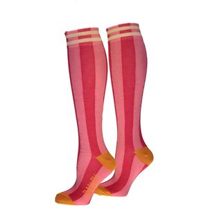 B.Nosy gestreepte kniekousen rood/roze