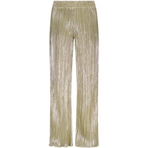 Palomi - Wijdvallende Broek - Goud - Plisse Stof