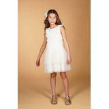 Le Chic - Midi Jurk - Ecru - Mouwloos - Polyester - Tule Textuur