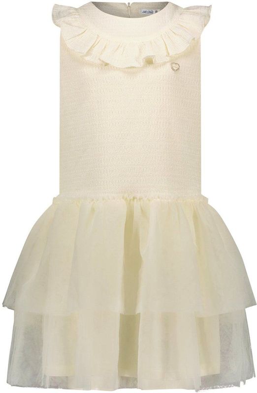 Le Chic - Midi Jurk - Ecru - Mouwloos - Polyester - Tule Textuur
