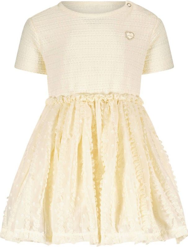 Le Chic - Korte Jurk - Ecru - Polyester en Elastaan - Ronde Hals