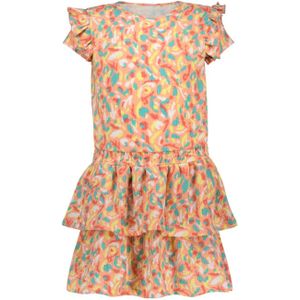 B.Nosy - Midi Jurk - Oranje/Multicolor - Polyester/Elastaan