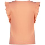 Like Flo - T-shirt - Perzikkleur - Meisjes - Ronde Hals - Kapmouwtjes