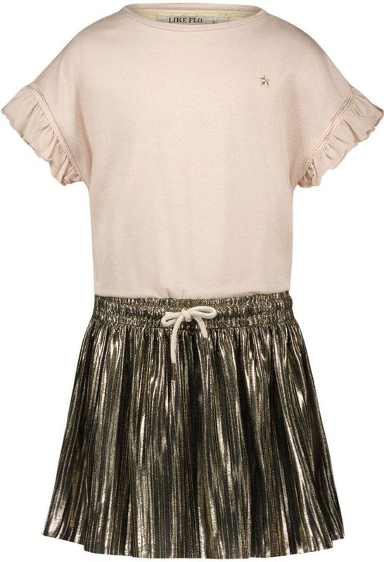 Jerseyjurken - Metallic Plisse - Viscose - Ruffle Mouwen