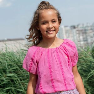 Like Flo meisjes blouse - Fuchsia