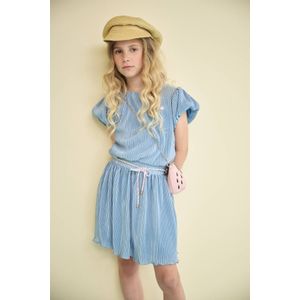 NONO N502-5802 Meisjes Jurk - Jersey - Blauw - Katoen