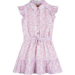 NONO Meisjesjurk - Lila en Hemelsblauw met Kraag en Kapmouwtjes