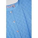 NONO - Siggy - Midi-jurk - Hemelsblauw - Katoen - Korte Mouwen