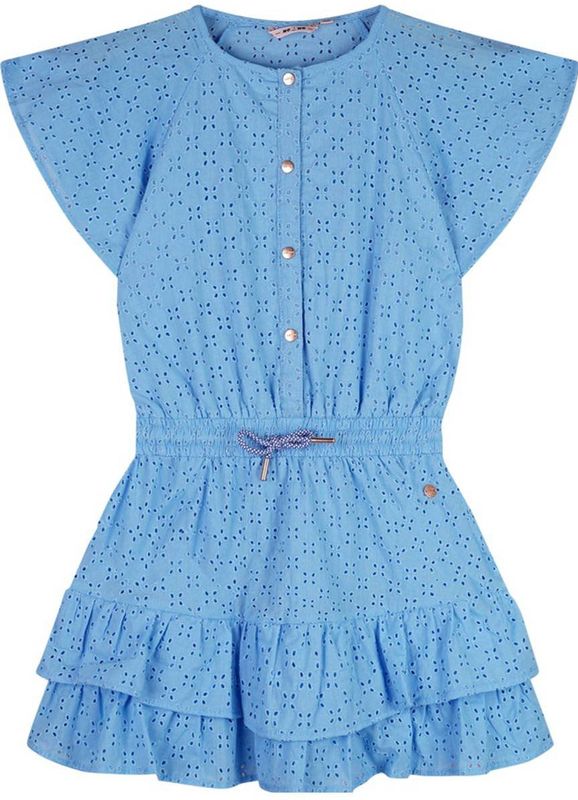 NONO - Siggy - Midi-jurk - Hemelsblauw - Katoen - Korte Mouwen