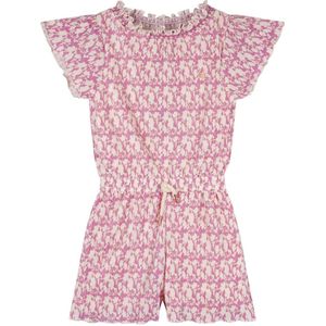 NoNo zomer jumpsuit meisjes - fresia paars - AOP bloemen, plissee, jersey - Sil