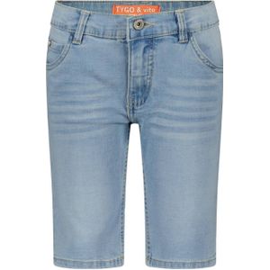 TYGO & vito Korte Broek - Lichtgrijs - Mix van Materialen - Regular Fit