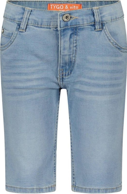 TYGO & vito Korte Broek - Lichtgrijs - Mix van Materialen - Regular Fit