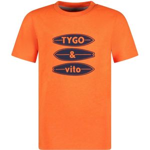 TYGO & vito - T-shirt - Oranje - Polyester/Katoen/Elastaan