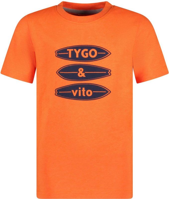 TYGO & vito - T-shirt - Oranje - Polyester/Katoen/Elastaan