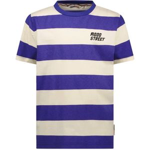 Moodstreet - T-shirt - Hardblauw/Wit - Katoen/Elastaan