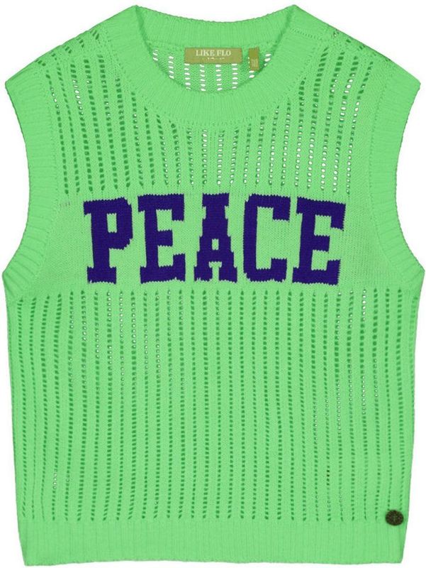 Like Flo Young - Diana - Mouwloze Top - Groen - Gebreid - Acryl