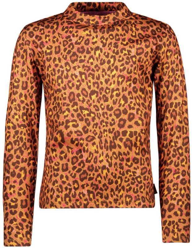 B.Nosy - Toscha Top - Bruin - Meisjes T-shirt - Panterprint - Gemaakt van Gerecycled Polyester