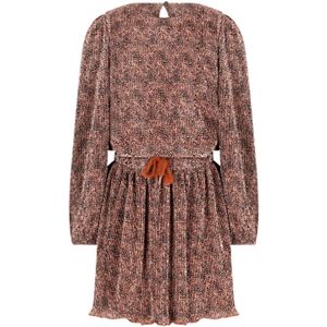 NONO - Miron AOP Leopard - Jurk - Plissee - Meisjes - Lange Mouwen