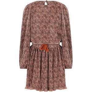 NONO - Miron AOP Leopard - Jurk - Plissee - Meisjes - Lange Mouwen