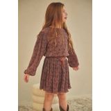 NONO - Miron AOP Leopard - Jurk - Plissee - Meisjes - Lange Mouwen