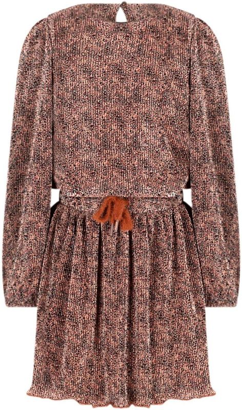 NONO - Miron AOP Leopard - Jurk - Plissee - Meisjes - Lange Mouwen