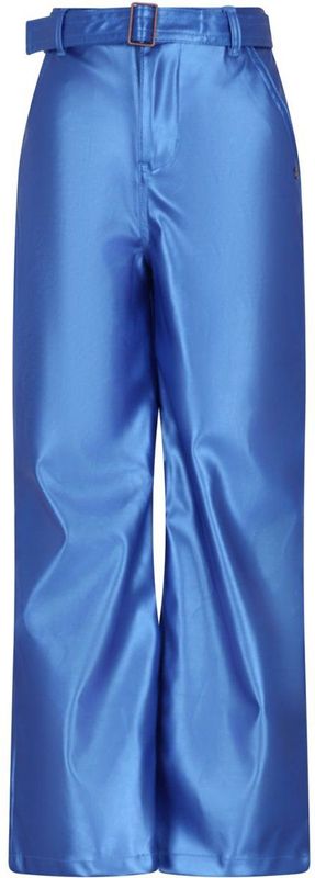 NoNo - Simona - Nep Leren Wide Leg Broek - Blauw - Wintercollectie