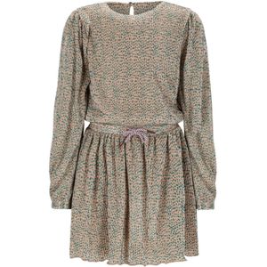 NONO - Miron - Midi Jurk - Lichtbruin - Lange Mouwen - Ronde Hals