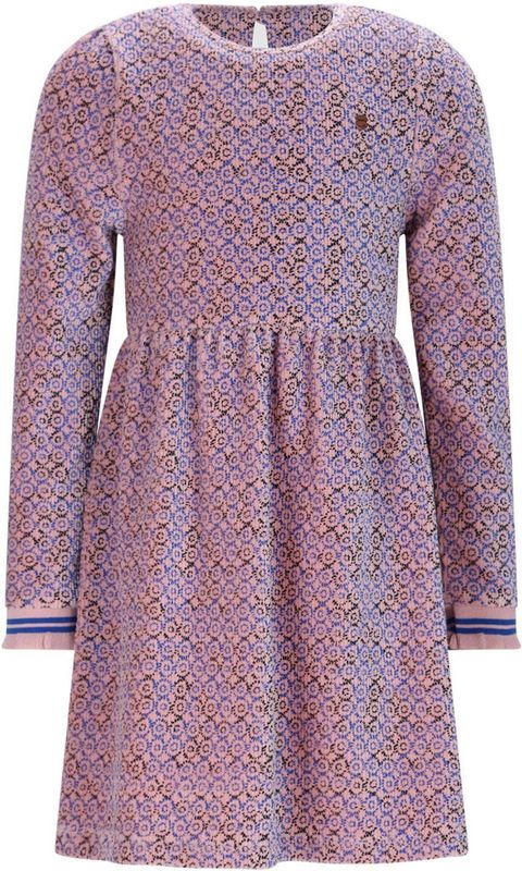 NONO - Jurk - Blauw - Midi Lengte - Lange Mouwen - Ronde Hals