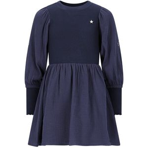 Like Flo - Maya - Woven Jurk - Navy - Met Pofmouwen