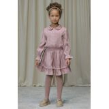 Le Chic - SWANTA - Midi Jurk - Roze - Lange Trompetmouwen - Peter Pan-kraag