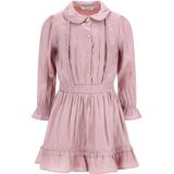 Le Chic - SWANTA - Midi Jurk - Roze - Lange Trompetmouwen - Peter Pan-kraag