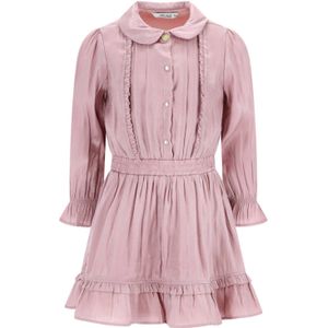 Le Chic - SWANTA - Midi Jurk - Roze - Lange Trompetmouwen - Peter Pan-kraag